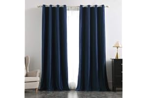 MIULEE welurowe zasłony w kolorze granatowym, piękne, super miękkie welurowe zasłony do salonu, gruba aksamitna zasłona do sypialni, zestaw 2 zasłon welurowych z oczkami, 2 x 140 x 225 H CM