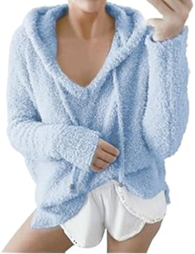 Hoodie Sweatshirt Damen, DoraMe Frauen Mohair Kapuzenpullover Winter Warme Bluse Langarmshirts Kapuzen Pullover...