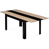 IDMarket - Table à Manger Extensible Rectangle Georgia 6-10 Personnes Noire et Imitation hêtre 140-220 x 90 cm