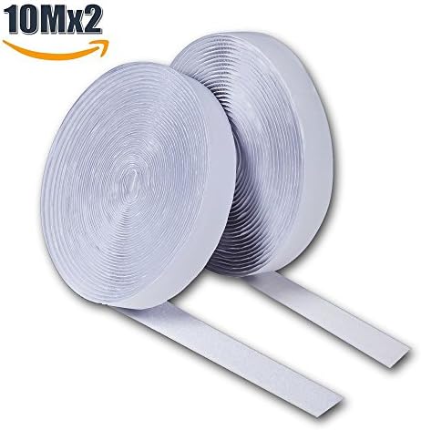 Self Adhesive Hook and Loop Strip Tape Set by Shovan, 2.5 cm x 10 m, White