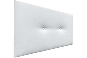 DHOME Cabecero de Polipiel o Tela Acualine Liso con Botones Tapizado de Alta Gama Cabezal Lujo Cama Dormitorio Moderno Acolchado (Polipiel Blanco, 105x50cm (Camas 80/90/105))