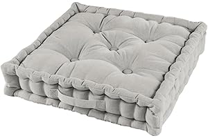 Acomoda Textil – Cojín de Suelo Acolchado con Asa de Transporte. Cojines para Palets, Banco, Silla y Suelo, Asiento Cómodo Decorativo para Interior y Exterior. (Lino, 45x45cm, 1 Unidad)