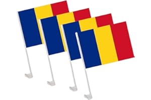 RABLUE Romania Car Flag 18'' x 12'' - Romanian Car flags 30 x 45cm - Romania Large Hand Waving Flag(4pcs)