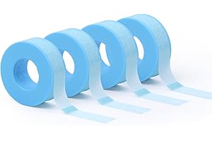 LZM Sparadrap Extension De Cils Ruban À Cils En Gel De Silicone 0.5In X 4Yd Sparadrap Micropore Respirant Sparadrap Extension Cils Retrait Sans Douleur Lash Tape For Eyelash Extension (Blue, 4Rolls)