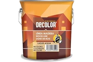 PINTURAS DECOLOR Barniz Lasur al Agua para Madera. Interior y Exterior. Blanco. 750 ML