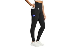 baleaf Legging doublé en Polaire pour Femme - Taille Haute - Imperméable - Thermique - avec Poches zippées