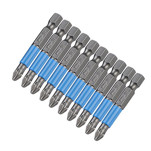 MagiDeal 10 Stück / Set 50mm Magnetische Kreuzkopf Schraubendreher Bits Stahl 1/4 Zoll Hex PH2
