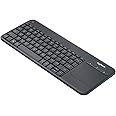 Logitech K400 Plus Wireless Touch TV Keyboard With Easy Media Control and Built-in Touchpad, HTPC Keyboard for PC-connected TV, Windows, Android, Chrome OS, Laptop, Tablet, US INT'L Layout - Black