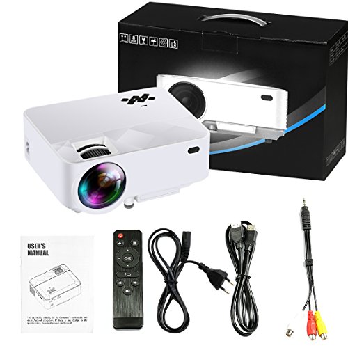 Mini Proiettore Yaufey T21 1800 Lumens LED Proiettore Home Theater portatile, nuovo aggiornato Collega a iPhone / iPad tramite cavo USB, Proiettore video supportando 1080P HDMI per Home Cinema TV Smartphone gioco