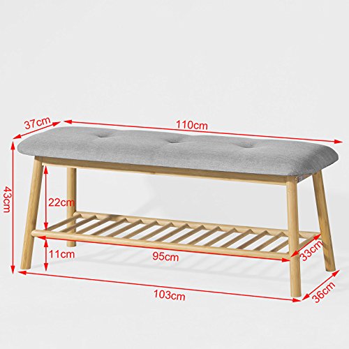 SoBuy® Schuhbank, Bettbank, Sitzbank, Schuhregal, Badregal, FSR24-HG - 4