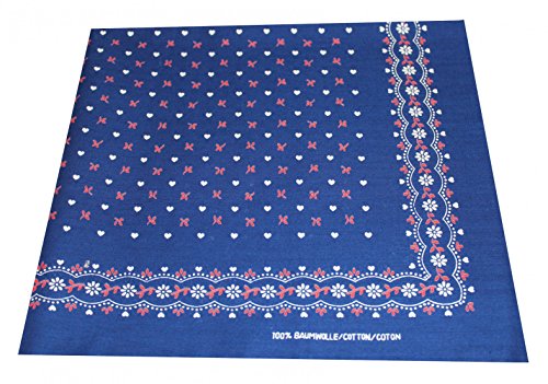 Tobeni 548 Bandana Panuelo Servilleta en 100 Algodon para Mujer y Hombre Color Corazon Armada Tamano 54 cm x 54 cm
