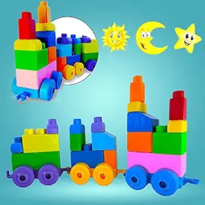 Planet of Toys ABCD Building Blocks for Kids 2 to 5 Year Old Boys & Girls | Train Big Building Blocks Toy for Toddlers (21 Pcs) Made in India