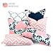 Produktbild hofdeco Dekorative Kissenhülle Indoor Outdoor wasserabweisend Canvas Spring Marineblau Pink Griechischer Schlüssel Vierpass-Labyrinth Chinoiserie Floral 45 cm x 45 cm 50 cm x 50 cm 30 cm x 50 cm Set von 6
