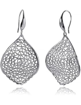 MATERIA 925 Silber Ohrhänger filigran Netzoptik 21x40mm - Damen Ohrringe Silber lang breit #SO-196