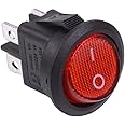 Red On-Off illuminated Round Rocker Switch DPST 230V 20mm 4 Terminals Snap In Mounting DIY Hobby Electronics Automotive