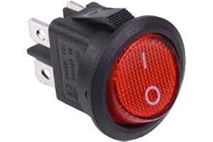 SWITCH ELECTRONICS Red On-Off Illuminato Rotondo Interruttore a Bilanciere DPST 230V 20mm 4 Terminali Snap in Montaggio FAI DA TE Hobby Elettronica Automotive