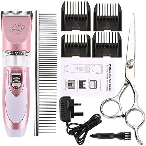 Pet Grooming Clippers,Akemiao Professional Electric Sheep Dog Hair Remover Shaver - Rechargeable with Trimming Kit Set (Pink)