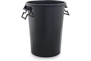 Alqbaio Cubo de Basura de 100 Litros con Asas Reforzadas – Plástico Resistente Negro, Ideal para Espacios Comunitarios, Jardines y Exteriores (Sin Tapa)