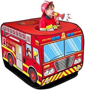 Gvnd Childrens Pop up Tent Red Fire Truck Play Tent Infant Room Bed Tent Traveling Portable Kids Tent Toy Game House(Fire Truck)