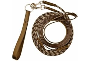 Bow & Arrow Equestrian Leather Draw Reins - Premium Horse Training Reins with Clips - Adjustable Training Rope with Strong Soft Grip - Horse Reins for Training Aid and Control - Brown