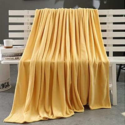 Sonnena doux Couvre-lit Super Doux et chaud solide chaud Micro en peluche Polaire Couvre-lit Tapis Canapé lit, Coton, jaune, 100*140