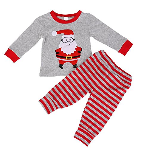 Preisvergleich Produktbild 2 x Weihnachtsmann, Baby-T-Shirt + Streifen Hosen Set (140)