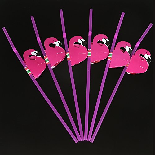 Anself 50St Trinkhalme Strohhalme mit Flamingo Deko - 6