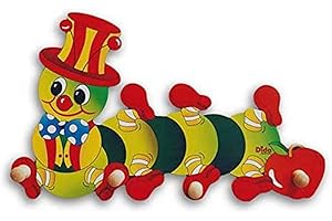 Dida - Chenille Pomme, Portemanteau Mural pour Enfants, Porte-manteaux en Bois pour la Chambre d'Enfant, Style Montessori, Solution Fonctionnelle pour Organiser et Décorer les Espaces Enfants