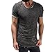 Produktbild Tees Shirt T-Shirt Bluse Tops Herren Rundhals T-Shirts Shirt Kurzarm Top Shirt Basic Bodybuilding Sport Fitness Weste T-Shirt Kurzarm-Shirt Top Bluse Crew Rundhals Gym Männer LMMVP (Grau, XL)