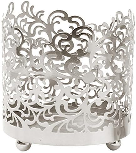Hosley's Metal Pillar Candle Holder w/ Geometric Pattern by Hosley International, Inc