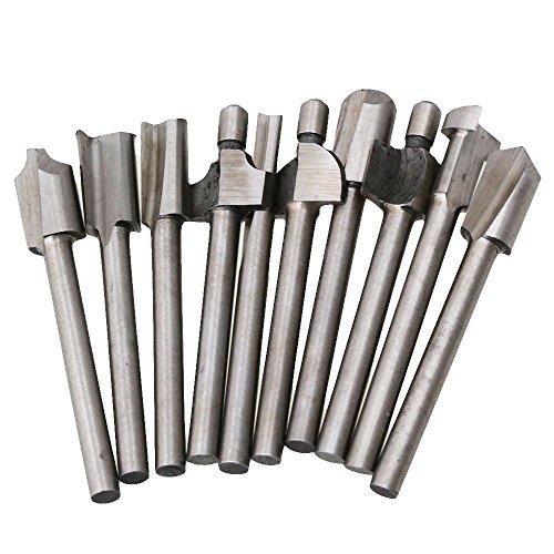 SPTA 10tlg HSS-Fräser Stich-Spitzen & 10tlg HSS Fräser-Set Fur Proxxon Dremel Kabelgebundenes Multifunktionswerkzeug Schleifen, Schleifen, Polieren–3mm Schaft - 6