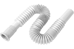 YIOVVOM 1-1/4 Inch Angle Simple Flexible and Expandable Drain Pipe Tube S Trap, Universal Plastic Angle Simple Extension Tube for Kitchen Bathroom Sink Sewer Drain Wash Basin Bathroom Sink Tube