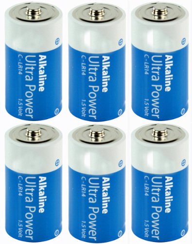 Alkali Batteries Baby C LR14 HQ-ALK-C-01-06 - Height: 49.5 mm Diameter: 25.5 mm - Pack of 6
