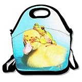 Jde D xkja Ducking y rana impreso portátil bolsa para el almuerzo enfriador de caja Funda...