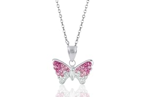 JennyWrenJewels Children’s Jewellery | Girls & Kids Sterling Silver Crystal Butterfly Necklace | 925 Sterling Silver UK Chain | Pendant & Gift Bag