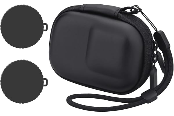 Protective Carrying Case for Action 5 Pro/4/3, Waterproof PU Leather Hard Shell Travel Bag with Plush Lining, Compact Storage Box with 2 Lens Caps, Black 10 7 4.5cm