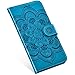 Produktbild Jinghuash Kompatibel mit Samsung Galaxy A50 Hülle,Lederhülle Klapphülle Mandala Blumen Muster Brieftasche Etui Bookstyle PU Leder Wallet Tasche Flip Cover Ständer Handyhülle Schutzhülle-Blau