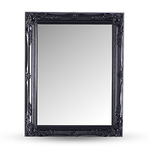 FACETTENSPIEGEL mit BAROCK HOLZRAHMEN | 37x47cm von XTRADEFACTORY| Wandspiegel Antik-Look | schwarz