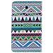 Etche Case for Samsung Galaxy Tab 3 7.0 P3200 ,Leather Case for Samsung Galaxy Tab 3 7.0 P3200 ,Pretty Blue Tribal Pattern Magnetic Flip Leather Wallet Case for Samsung Galaxy Tab 3 7.0 P3200 with Blue Stylus Pen and Bling Glitter Diamond Dust Plug Colors Random-Blue Tribal