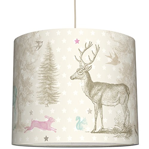 anna wand Lampenschirm FOREST ANIMALS - Schirm für Kinder / Baby Lampe mit Tieren aus dem Wald in versch. Farben – Sanftes Licht für Tisch-, Steh- & Hängelampe im Kinderzimmer Mädchen & Junge