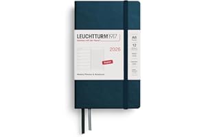 LEUCHTTURM1917 372669 - Agenda semainier et bloc-notes de poche 2026 - Format A6 - Deep Sea - En anglais