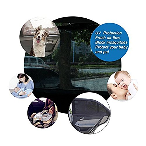 Auto Fenster Sonnenschutz, SHABEI Mesh Sonnenblende Autos Sun Shield für Side Rear Windows Seitenscheibe Autosonnenschutz, 2 Pcs, Sperrung Sun Glare für Baby, Kinder, Haustiere – Schwarz - 5