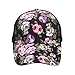 Produktbild Lukis 1 Stk. Frische Blumen Hip-Hop-Stil Stoffdruck Netz Mesh Einstellbare Snapback Caps Unisex Schirmmütze Tanzen Cap Hut One Size (Schwarz)