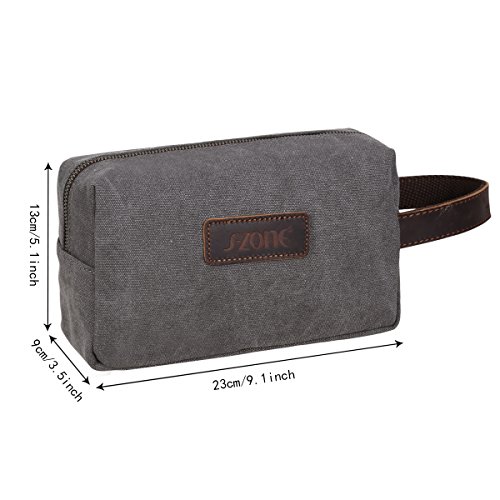 S-ZONE Canvas Kulturbeutel Reisen Organizer Shaving Dopp Kit Kosmetik Make-up-Tasche Aufbewahrungstasche - 2