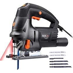 TACKLIFE Scie Sauteuse 800W, Guide Laser, 6 Vitesses Réglables jusqu'à 3000SPM, 4 Positions de Lame Réglables, 6 Lames, Moteur en cuivre pur-PJS04A