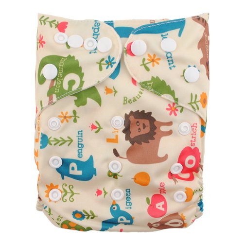 Alva Baby Double Rows of Snaps Reuseable Waterproof Adjustable Cloth Nappy With 2 Liners N26-EU