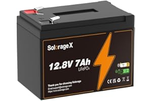 Batería Solorage X 12V 7Ah Lifepo4, batería de ciclo profundo 3000+ para SAI, BMS integrado, para energía solar, iluminación, Power Wheel (12V7A-NEW)