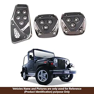 Oshotto 3 Pcs Non-Slip Manual CS-375 Car Pedals kit Pad Covers Set Compatible with Mahindra Thar (Black)