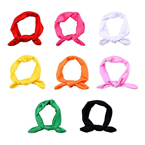 niceEshop(TM)8Pcs Baby Girl Elastic Turban Headbands Head Wrap Rabbit Ear Hair Band