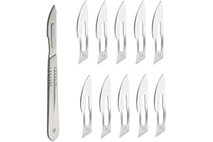 CLABMROEC ABMRO Lame per bisturi #23 con manico per bisturi #4 – Rasoio sterile a lama singola per dermaplaning, dissezione, podologia, cura professionale, rimozione dell'acne, riparazione di telefoni cellulari